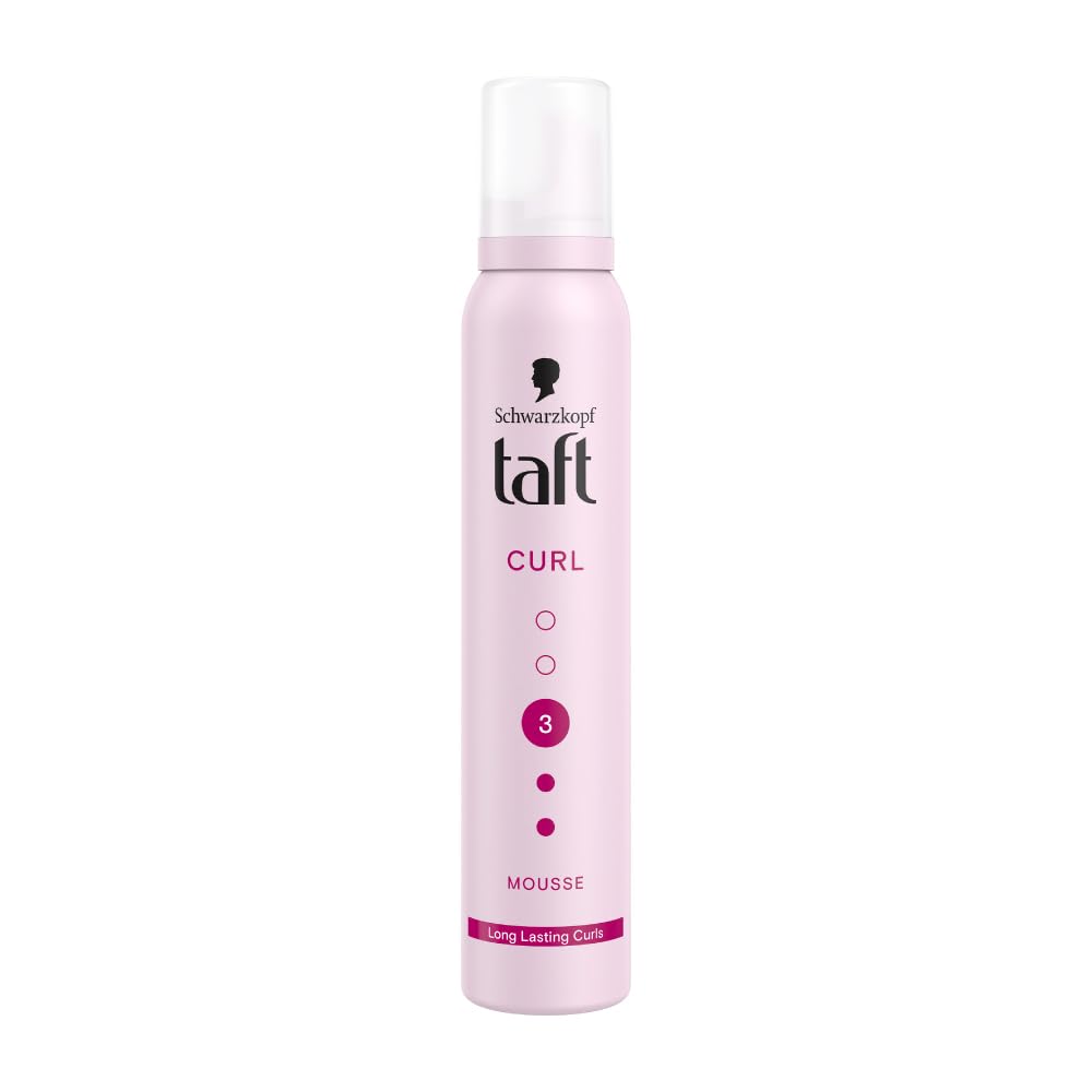 TAFT Schwarzkopf Curl Hold 3 Hair Mousse, For Long Lasting Curls, Weather-Proof Formula With No Stickiness, Heat Protection And Shine, Silicone Free, Lightweight Styler To Controls Frizz, 200Ml