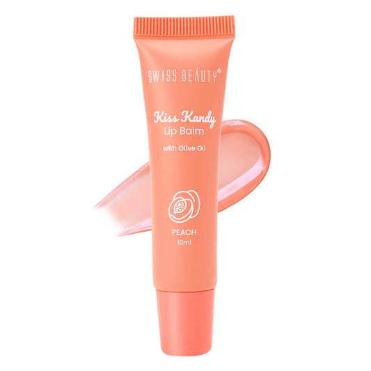 Swiss Beauty Kiss Kandy Tinted Lip Balm | Moisturising Non-Sticky Formula with Olive Oil & Vitamin E | Soft, Smooth & Hydrated Lips All Day | Peach, 10ml