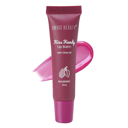Swiss Beauty Kiss Kandy Tinted Lip Balm | Moisturising Non-Sticky Formula with Olive Oil & Vitamin E | Soft, Smooth & Hydrated Lips All Day | Mulberry, 10ml