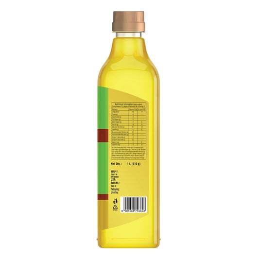 Saffola Cold Pressed Groundnut Oil | 100% Cold Pressed Groundnut Oil | Unrefined, 0 trans fat, Chemical free | Helps Lower Cholesterol, Goodness of Omega 6 & Authentic Seed Flavour | 1L Pet Bottle