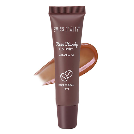 Swiss Beauty Kiss Kandy Tinted Lip Balm | Moisturising Non-Sticky Formula with Olive Oil & Vitamin E | Soft, Smooth & Hydrated Lips All Day | Coffee Bean, 10ml