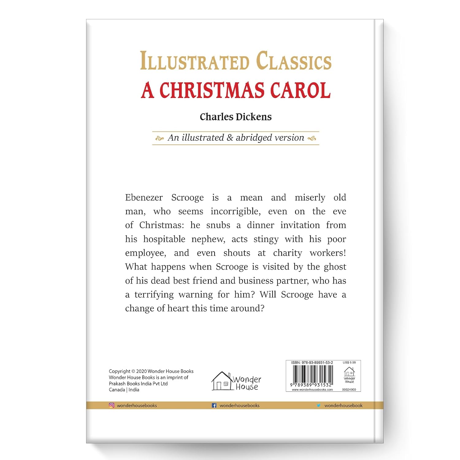 A Christmas Carol: Illustrated Abridged Children Classics English Novel With Review Questions (Hardback) Book