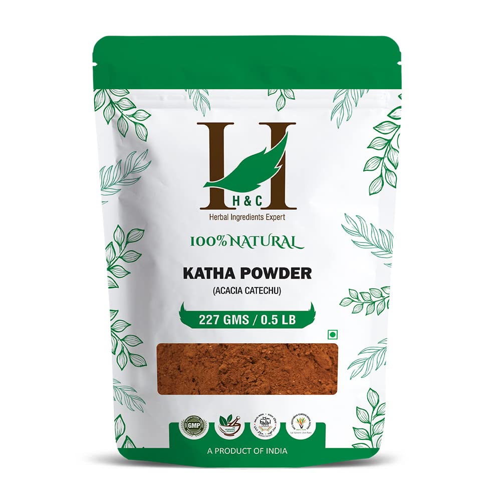 H&C Herbal Ingredients Expert Natural Katha Powder, 227g – Black For hair conditioning and coloring