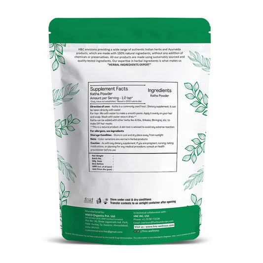 H&C Herbal Ingredients Expert Natural Katha Powder, 227g – Black For hair conditioning and coloring