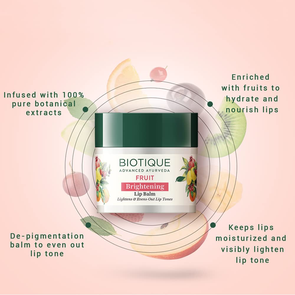 Biotique Bio Fruit Whitening/Brightening Lip Balm, 12g For Moisturized lips, lightened lip tone