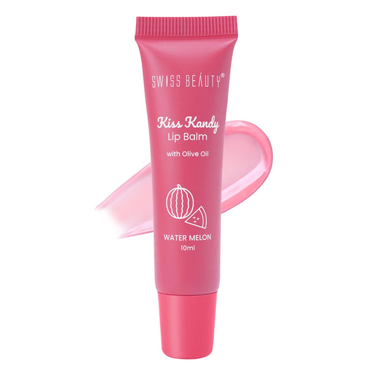 Swiss Beauty Kiss Kandy Tinted Lip Balm | Moisturising Non-Sticky Formula with Olive Oil & Vitamin E | Soft, Smooth & Hydrated Lips All Day | Water Melon, 10ml