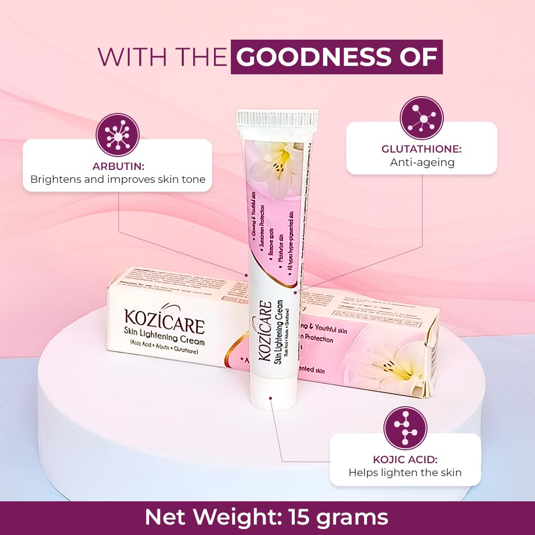 Dark Skin Bleaching Cream Whitening Lightening AHA – Face and Body KOZICARE 15 gm