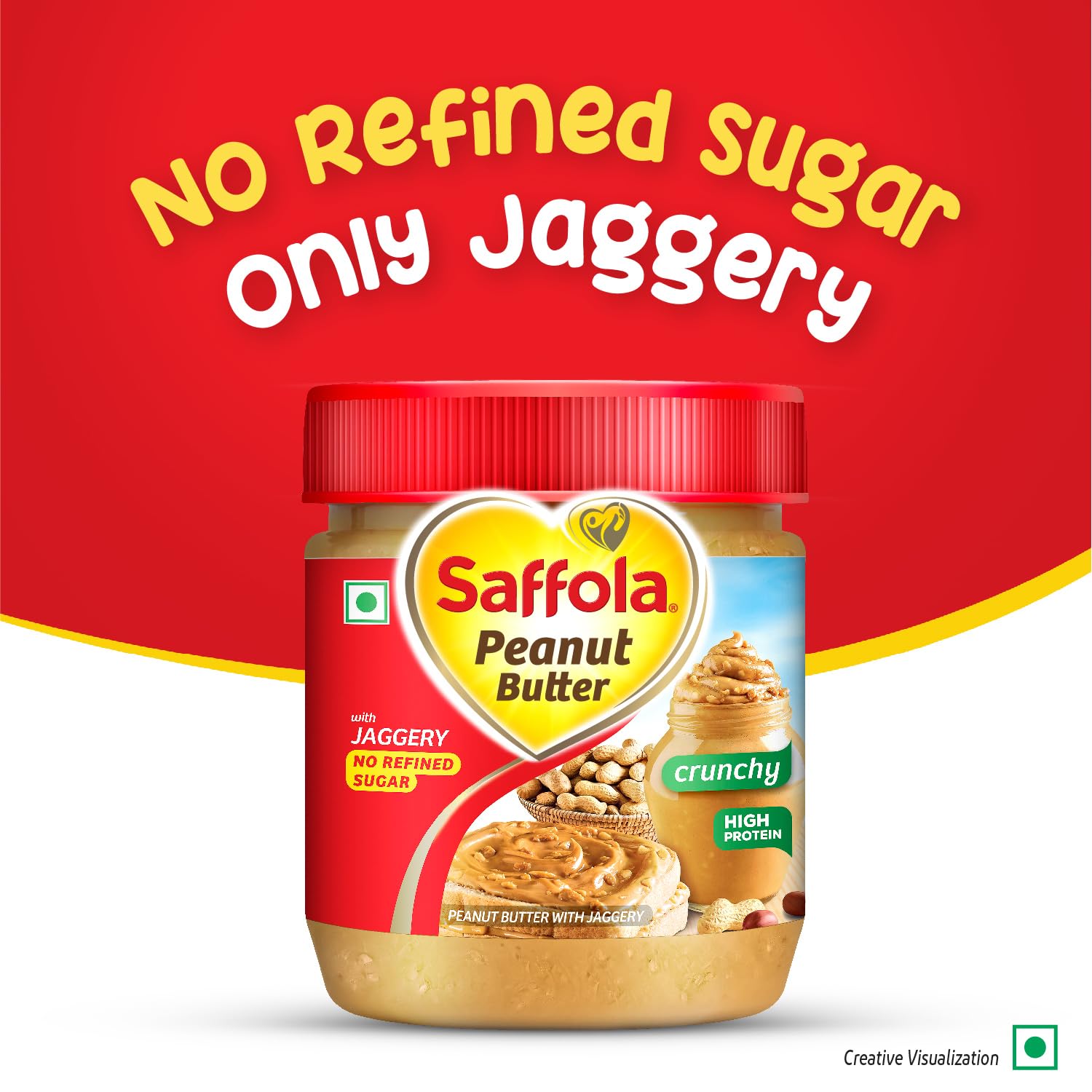 Saffola Peanut Butter with Jaggery, Crunchy 350 gm | High Protein Peanut Butter | No Refined Sugar