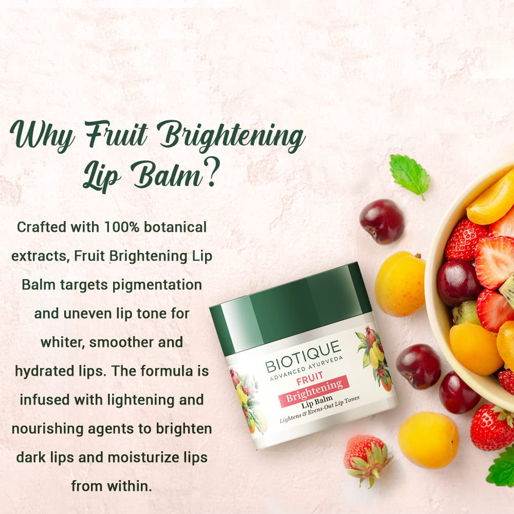 Biotique Bio Fruit Whitening/Brightening Lip Balm, 12g For Moisturized lips, lightened lip tone