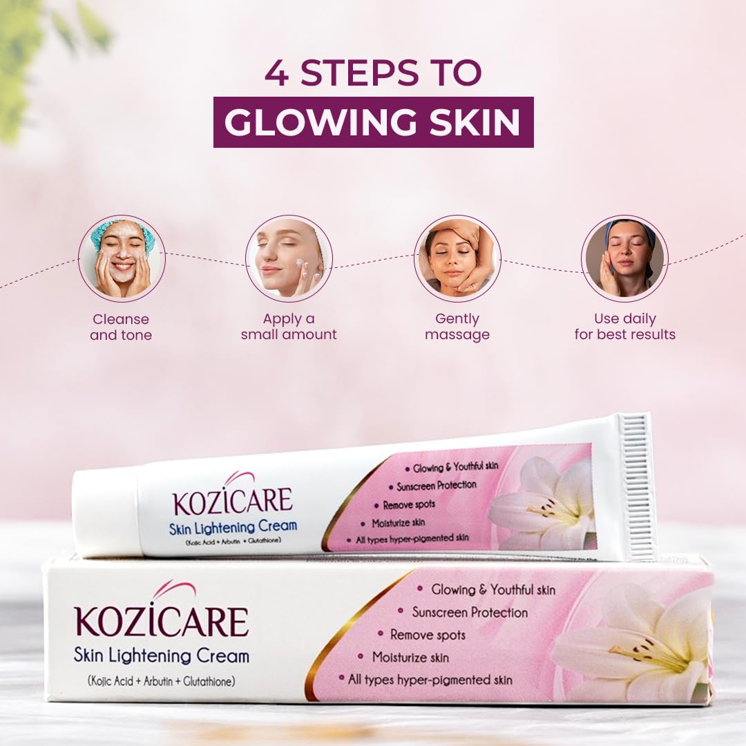 Dark Skin Bleaching Cream Whitening Lightening AHA – Face and Body KOZICARE 15 gm