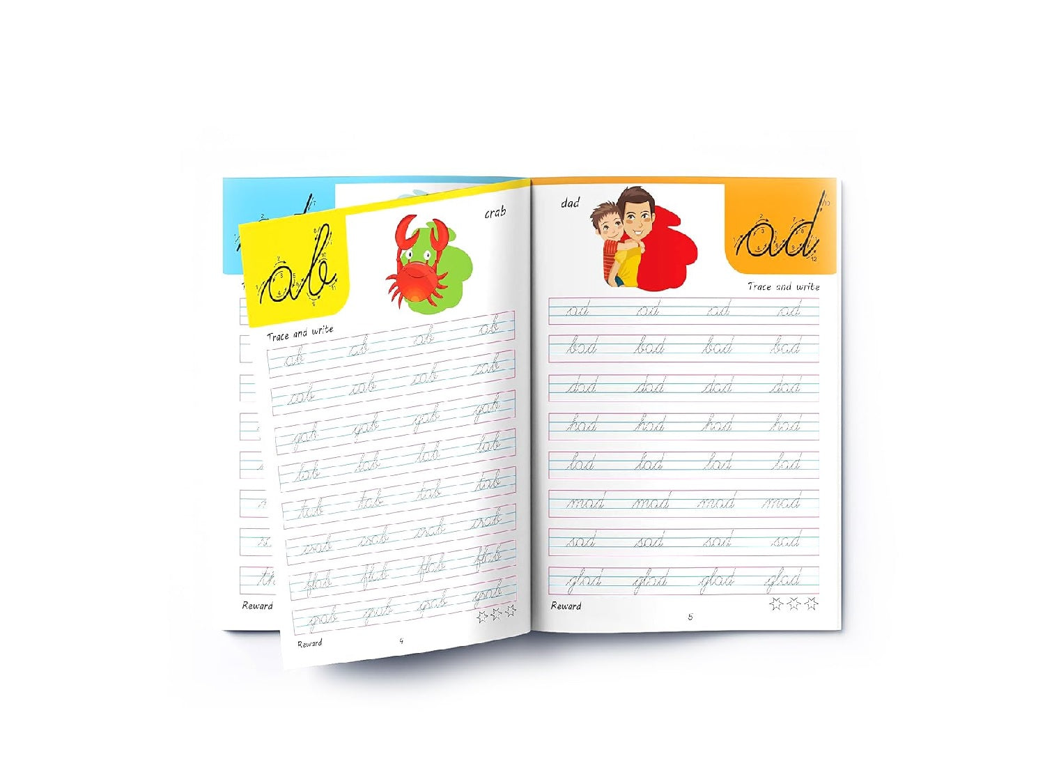 Cursive Handwriting Practice Workbooks (Set of 4): Small Letters, Capital Letters, Joining Letters & Word Families | Level 1 |  Paperback