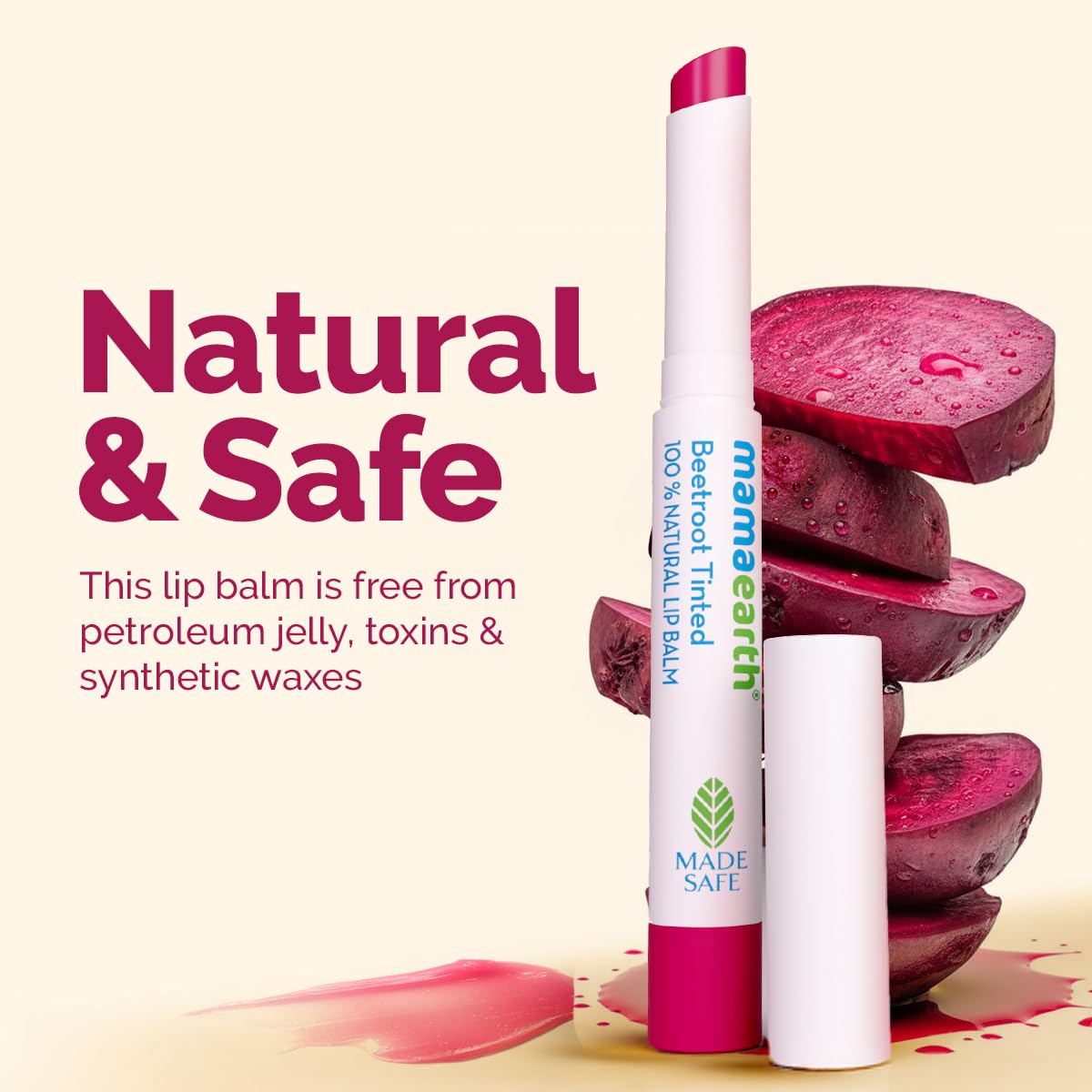 Mamaearth Beetroot Tinted 100% Natural Lip Balm-Natural Pink - 2 gm