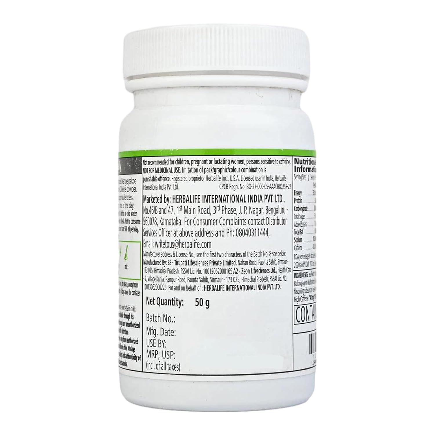 Herbalife Afresh Energy Drink Mix - 50 gm - Elaichi