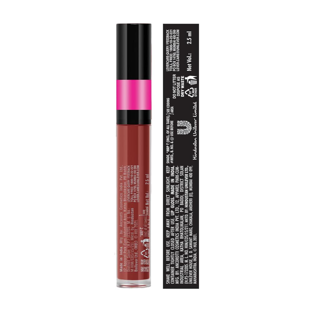 Elle 18 OMG Lip Gloss, Glossy Finish, Brownie Babe, Non-sticky Formula, Light-weight, Moisturising, Infused with Rapeseed and Jojoba Oil, Full Coverage| 2.5ml