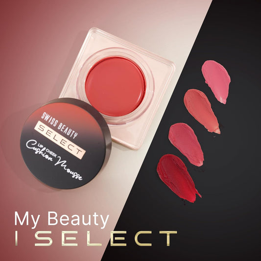 Swiss Beauty Select Lip And Cheek Cushion Creamy Mousse with Vitamin E | 12 Hours Stay | Shade- Vogue Rose, 4.5gm |