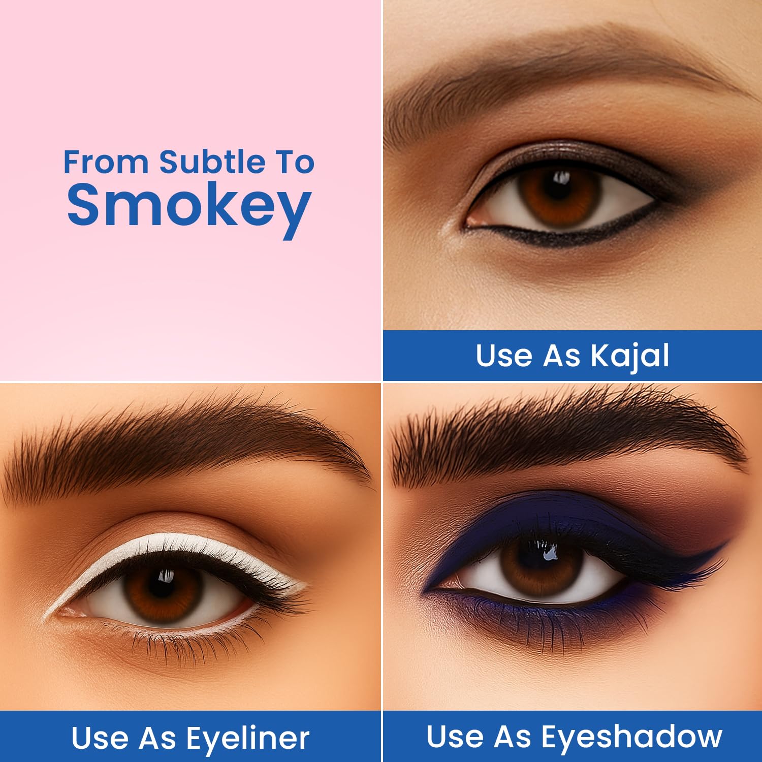 Swiss Beauty Intense Gel Kajal with Sharpener | 12-Hour Stay | Waterproof | Smudge-Proof | Creamy Texture | Highly Pigmented | Multi-Use Eye Pencil | 1.2g, Shade- Black