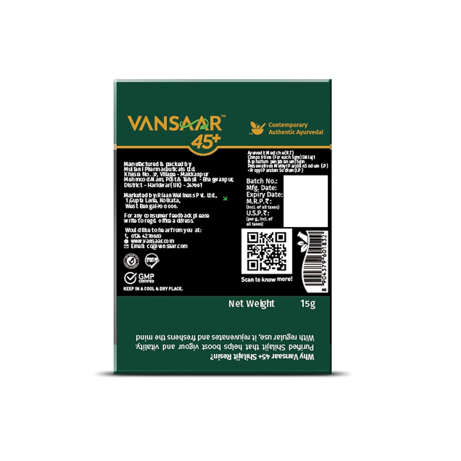 Vansaar Shilajit/Shilajeet Resin, Himalayan Shilajit | For Strength, Stamina & Endurance| Ayush Certified, Lab tested for Purity| Rich in Fulvic Acid & Energy Actives | 15g