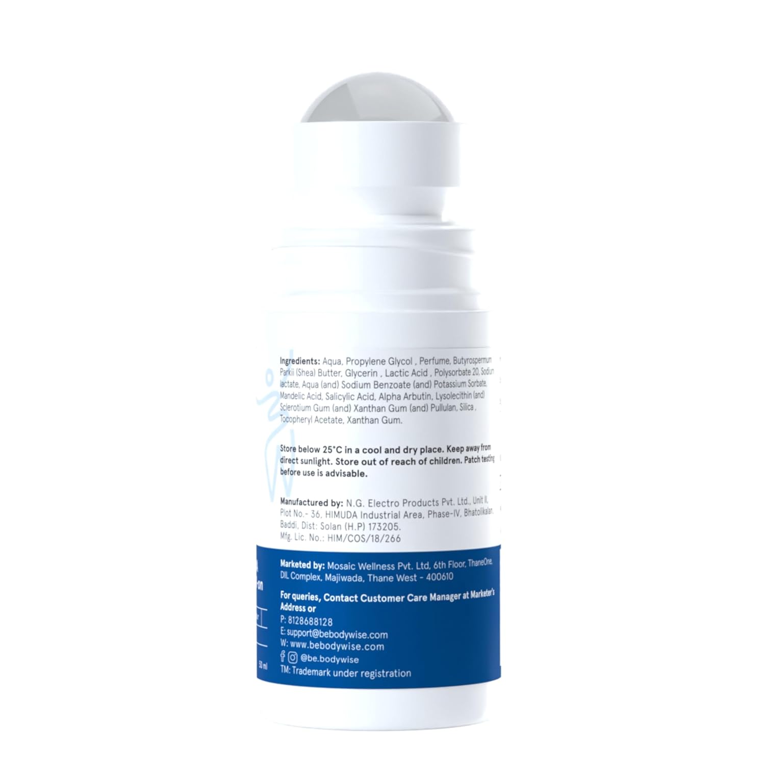 BeBodywise 4% AHA BHA Underarm Roll On (Oudh Fragrance) - 50 ml