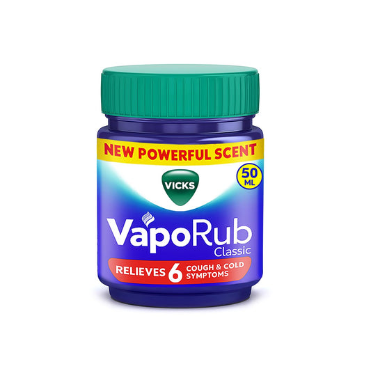 Vicks Vaporub 50ml ml Relief From Cold, Cough, Blocked Nose, Headache, Body Ache, Muscular Stiffness And Breathing Difficulty