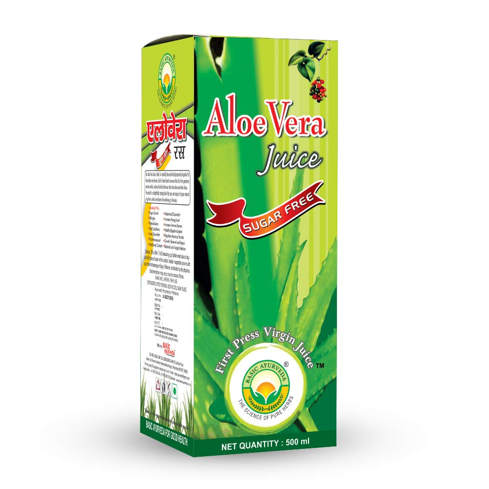 Basic Ayurveda Aloe Vera Juice (Sugar Free) 500 ml For weight loss, skin and hair problems, healthy immune system
