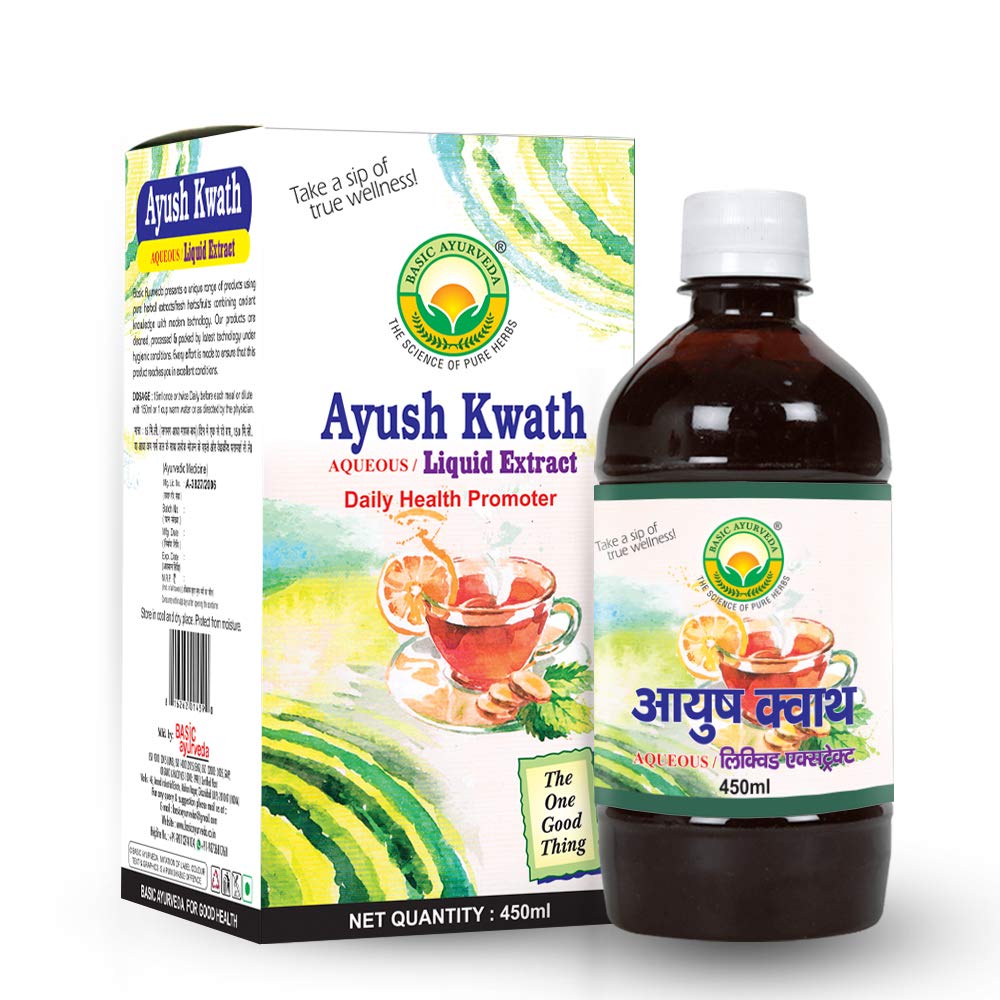 Basic Ayurveda Ayush Kwath Aqueous/Liquid Extract 450 ml For immunity, digestion, respiratory system