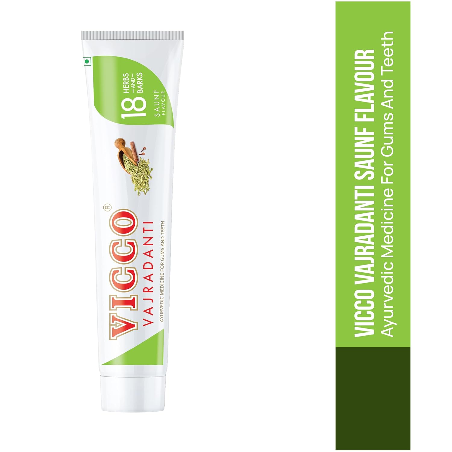 Vicco Vajradanti Paste in Saunf Flavour I With 18 Ayurvedic Herbs & Barks I Fennel Freshness I Healthy Gums & Long-Lasting Breath Protection | 160 gms