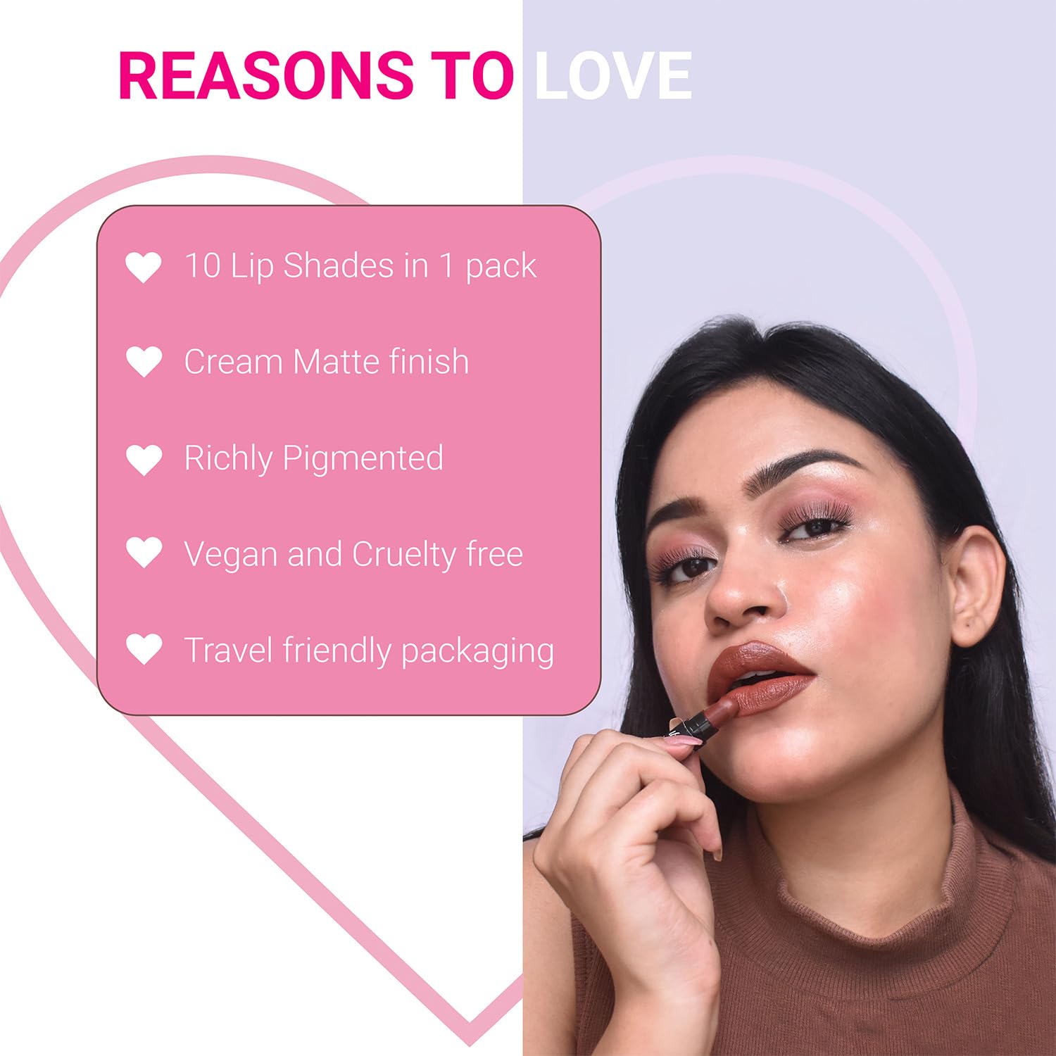 Iba Long Stay Creamy Matte Micro Mini Lipstick Kit | Bullet Matte Lipstick Set | Highly Pigmented and Long Lasting | Hydrating & Moisturizing Mini Lipsticks Set for Women | Mini Lipstick Combo Pack | (Set of 10) 12 g