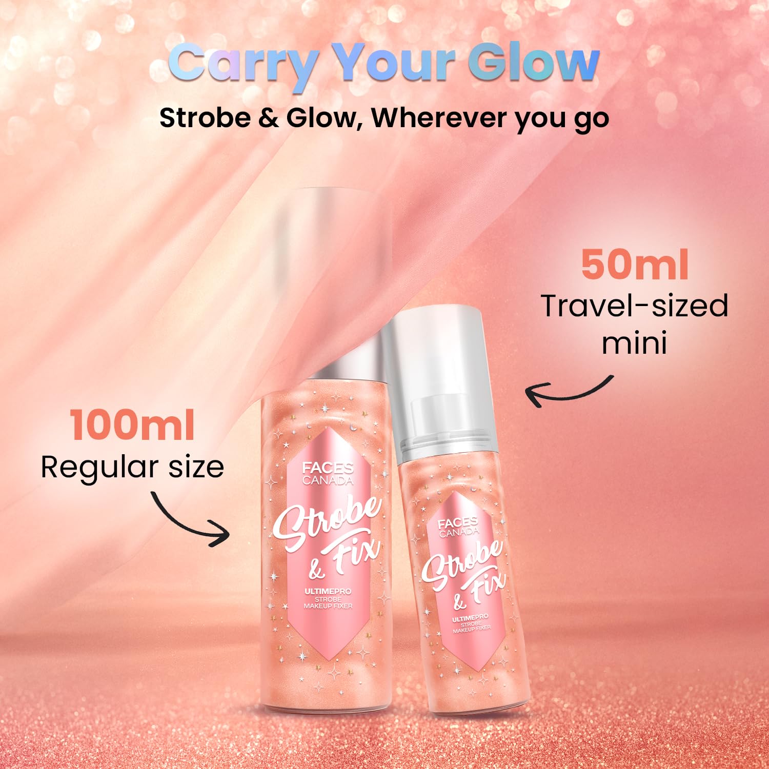 FACES CANADA Ultime Pro Strobe Makeup Fixer Mini - Rose Gold, 50 ml