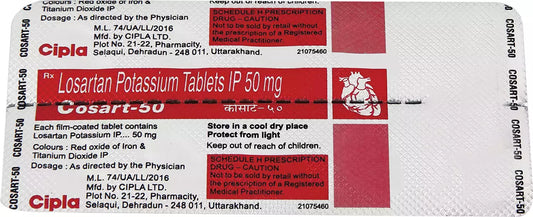 Cosart 50mg Tablet – 20 Tablets For Hypertension (high blood pressure)