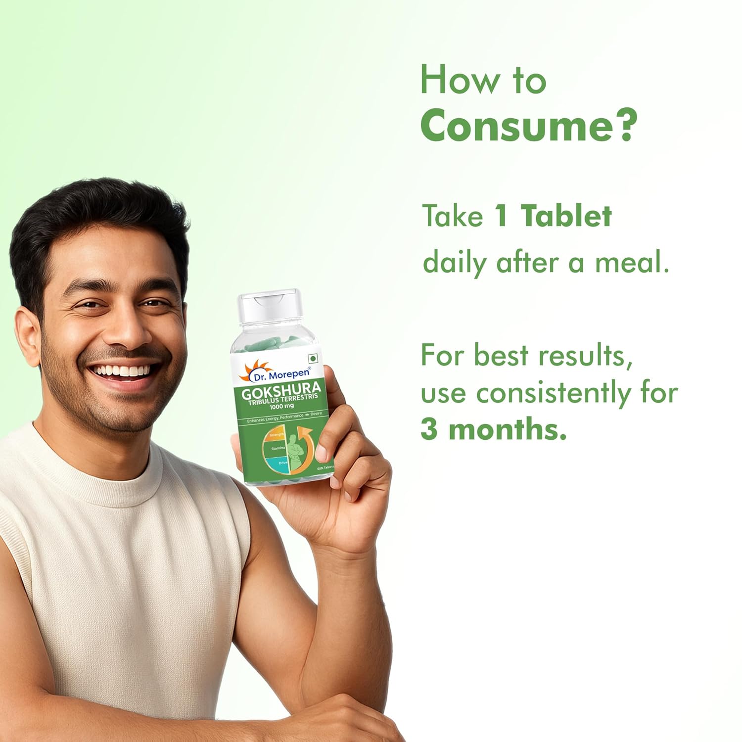 DR. MOREPEN Gokshura Tablets 60 Veg Tablets For desire and drive in men, performance, stamina