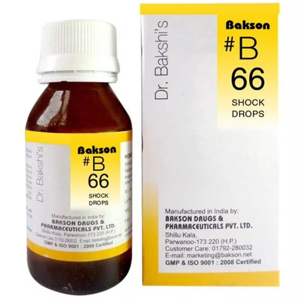 Bakson B66 Shock Drops (30ml) For Anxiety, Shortness and irregular Breath, palpitation, sweating