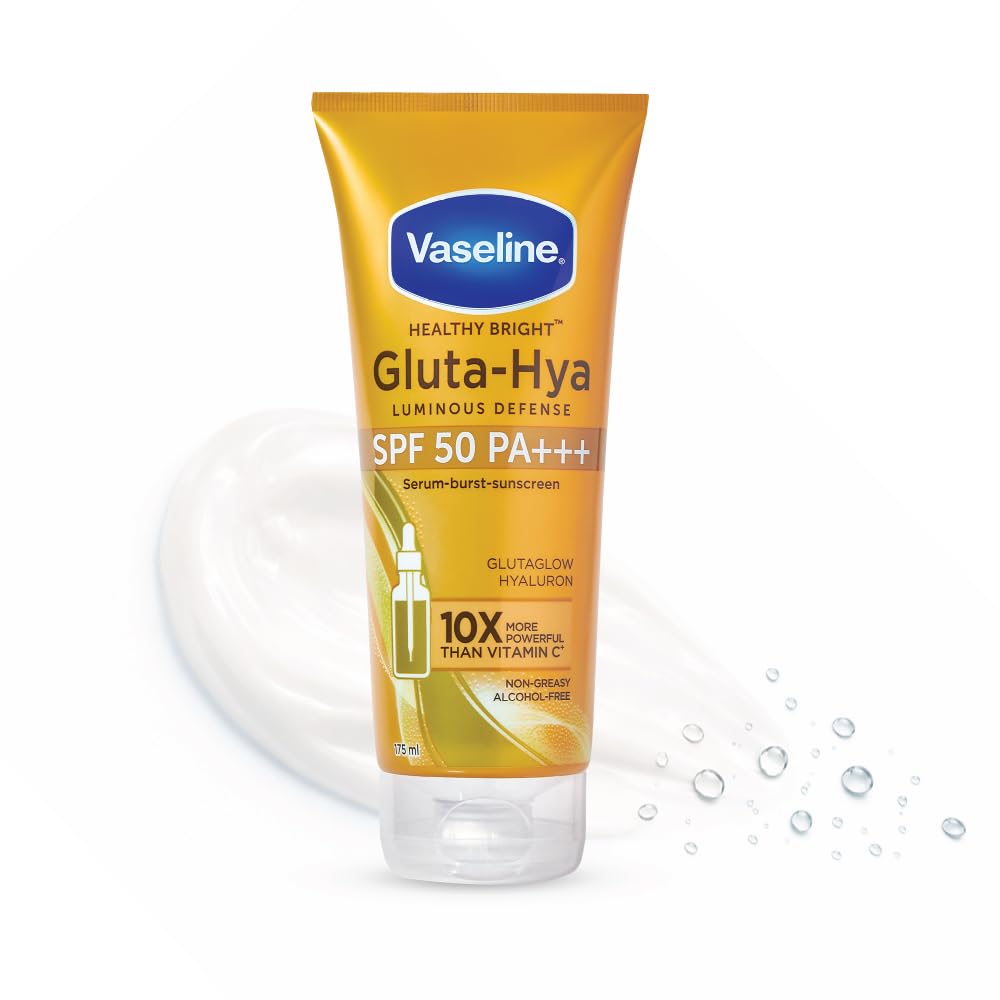 Vaseline Gluta Hya - Antioxidant SPF 50 PA+++ Sunscreen for Face & Body | Glutathione & Hyaluronic Acid infused Sunscreen 175 ML