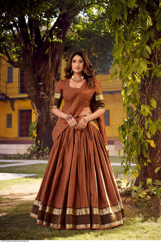 LNB1900 SWASTHIKA CHETTINAD COTTON LEHENGA CHOLI 2