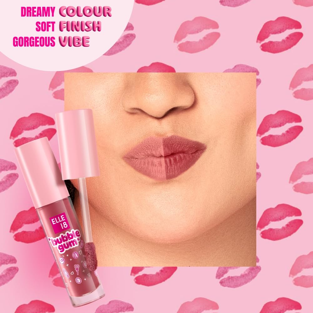 Elle 18 Bubblegum Lip Cloud, Liquid Lipstick - Maple Rush, Mousse Finish|4 ml