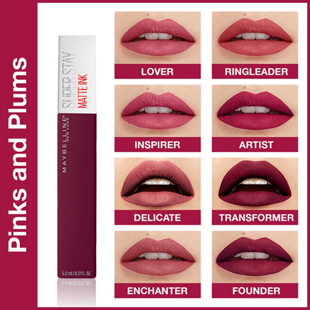 Maybelline New York Liquid Matte Lipstick, Long Lasting, 16hr Wear, Superstay Matte Ink, 65 Seductress, 5ml