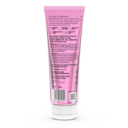 Livon Style Pro Hair Styling Gel for Women and Men | 24-Hour Hold | With Matcha and Proteins | All Hair Types | 100 ml