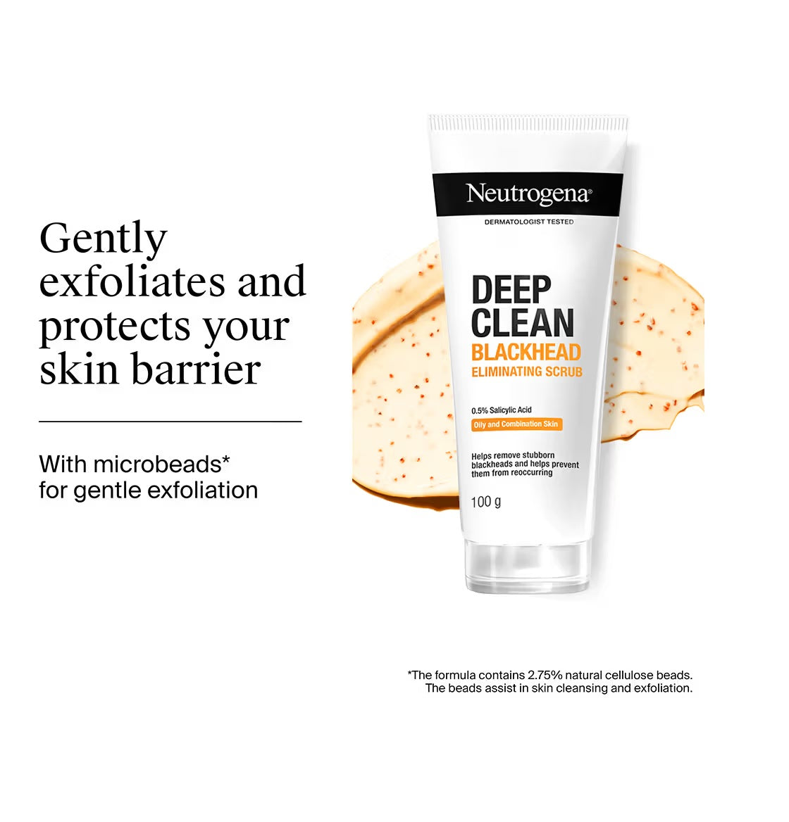 Neutrogena Deep Clean Blackhead Eliminating Scrub | 0.5% Salicylic Acid | Clinically Proven | Oily & Combination Skin | 100 g