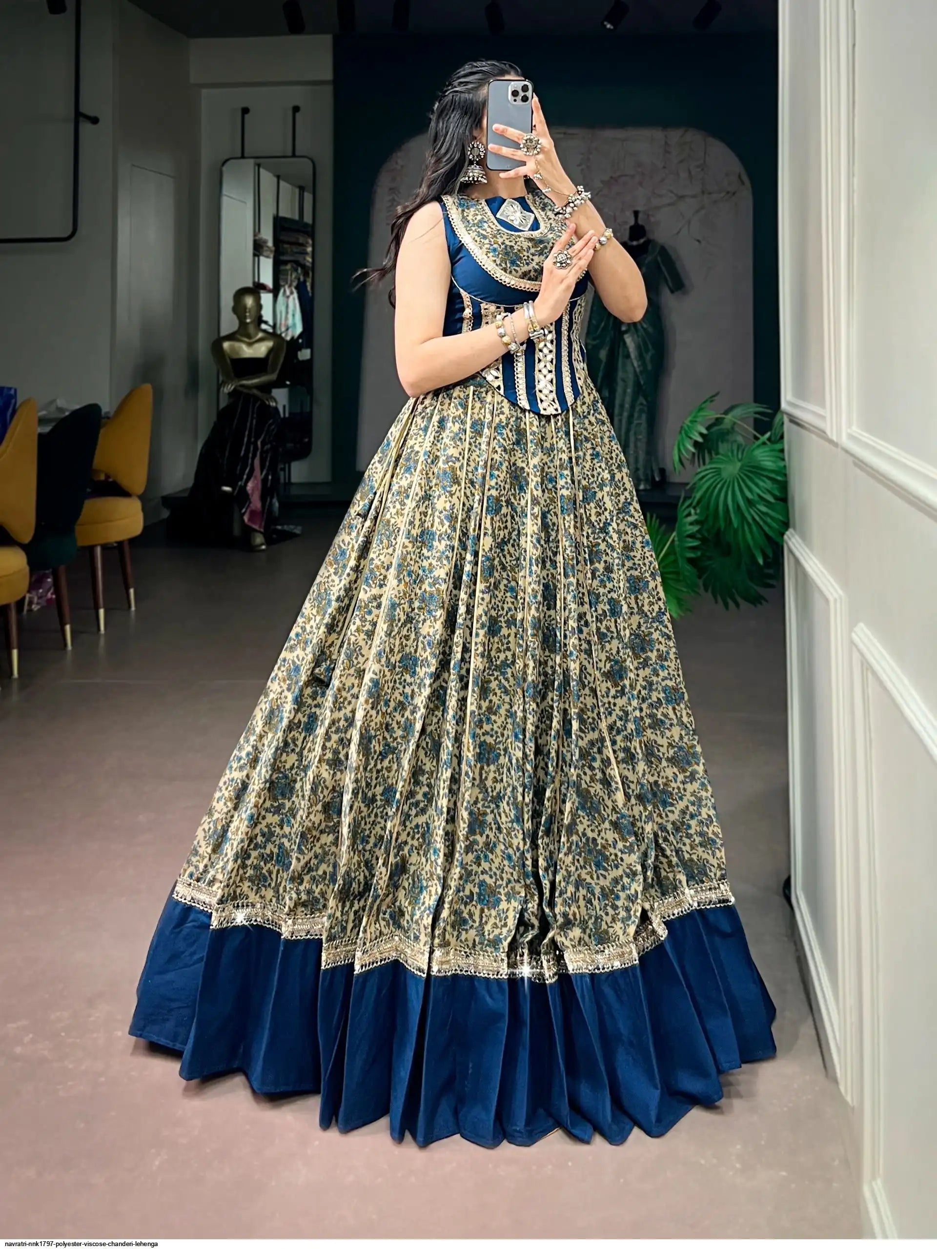 NAVRATRI NNK1797 POLYESTER VISCOSE CHANDERI LEHENGA