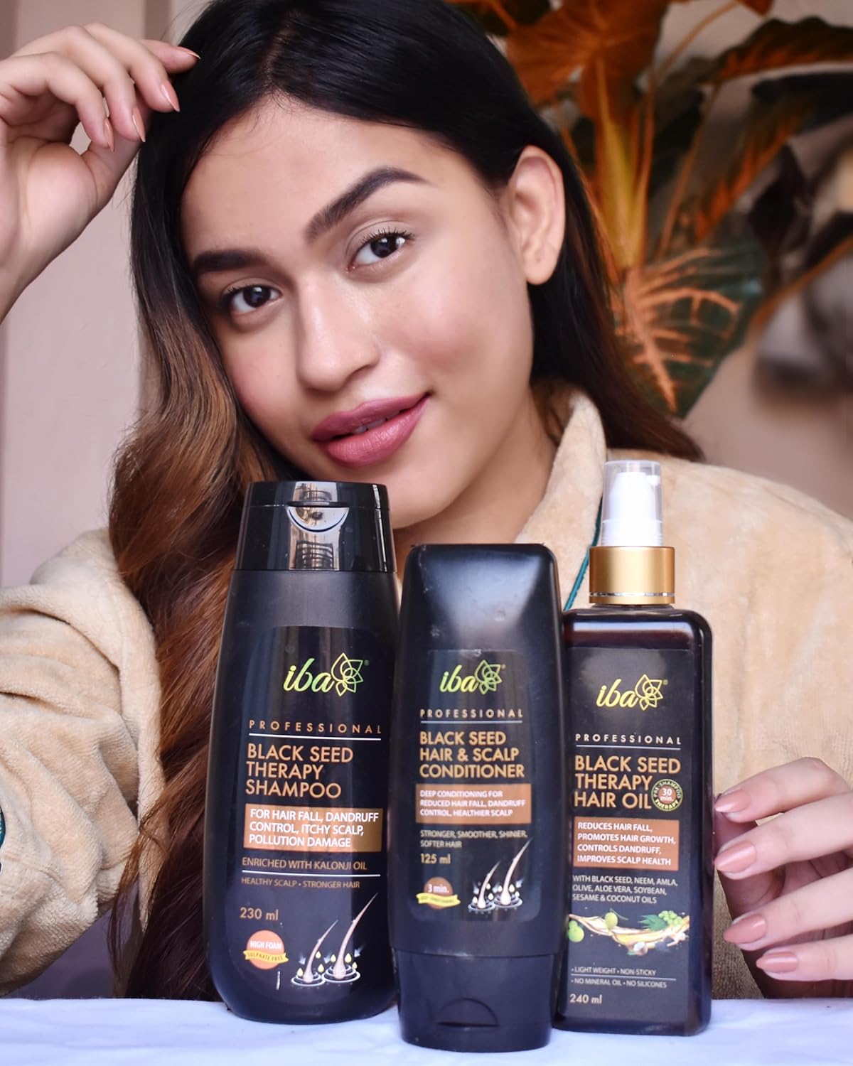 Iba Black Seed Therapy Shampoo, Conditioner, Hair Oil Combo (230 ml + 125 ml + 240 ml)