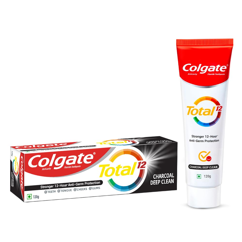Colgate Total Whole Mouth Health, Antibacterial Toothpaste, 120gm (Charcoal Deep Clean)