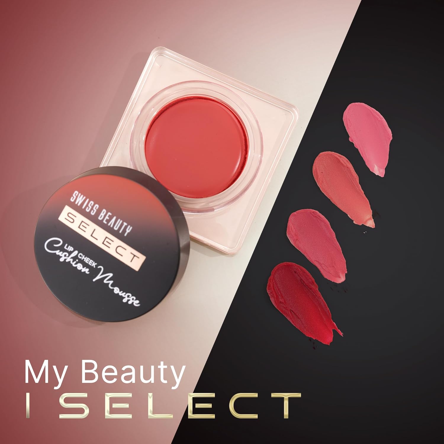 Swiss Beauty Select Lip And Cheek Cushion Creamy Mousse with Vitamin E | 12 Hours Stay | Shade- Velvet Red, 4.5gm |