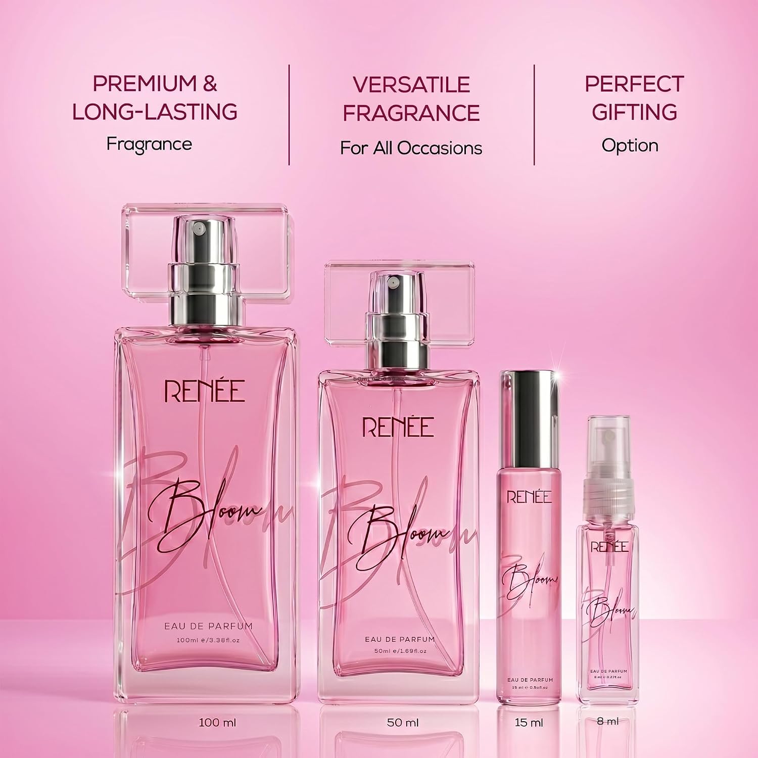 RENEE Bloom Eau De Parfum 50Ml | Premium Long Lasting Luxury Perfume Liquid | Notes Of Almond, Unisex Adult, Scent For All Occasions