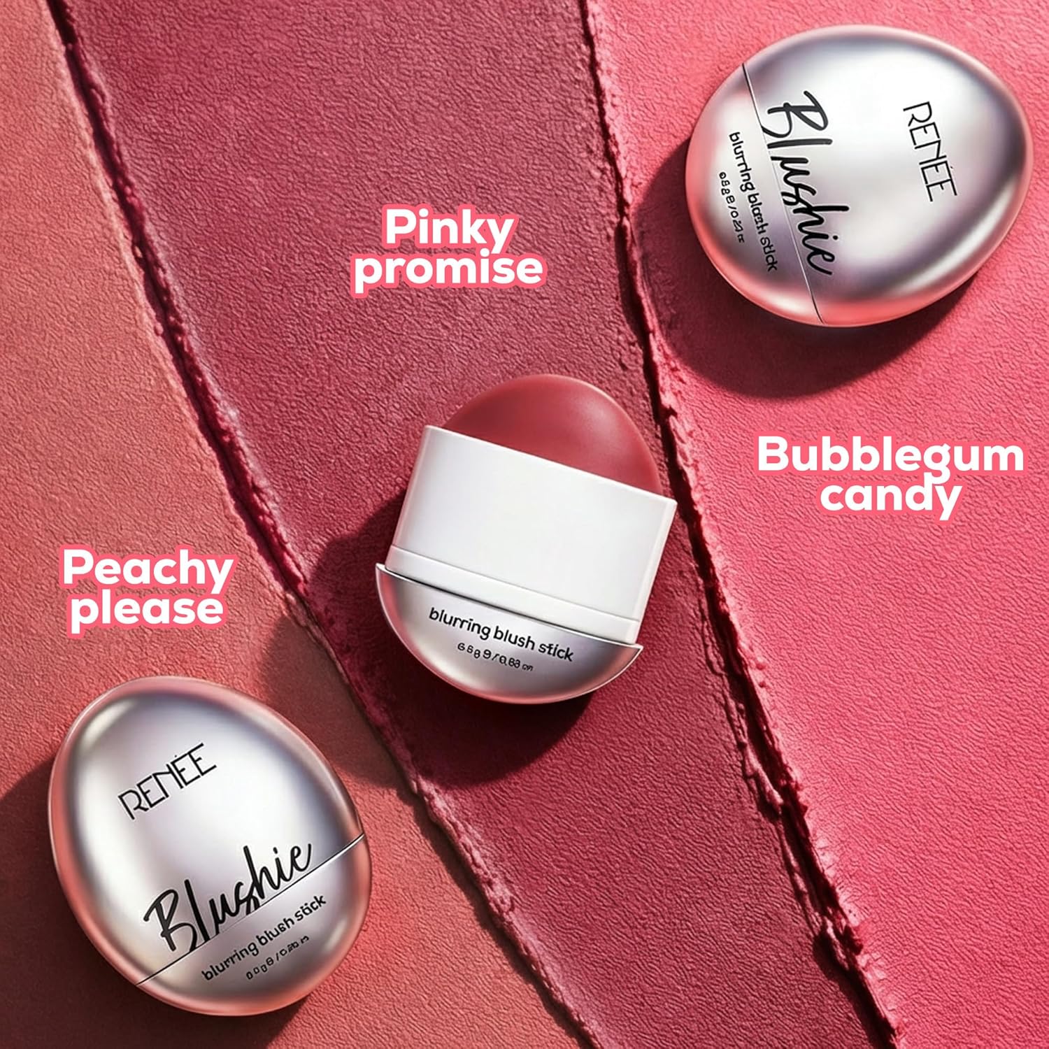 RENEE Blushie Blurring Blush Stick | Buildable Formula With Soft-Focus Matte Finish | Lightweight, Long-Lasting, Easily Blendable | With Hyaluronic Acid, Peptides & Vitamin E- Bubble Gum | 6.5g