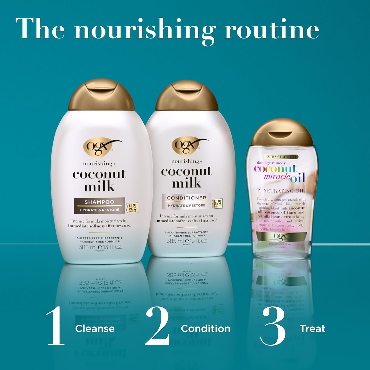 OGX Nourishing + Coconut Milk Moisturizing Conditioner For Strong & Healthy Hair, With Coconut Milk, Coconut Oil & Egg White Protein, Paraben-Free, Sulfate-Free Surfactants, 385Ml