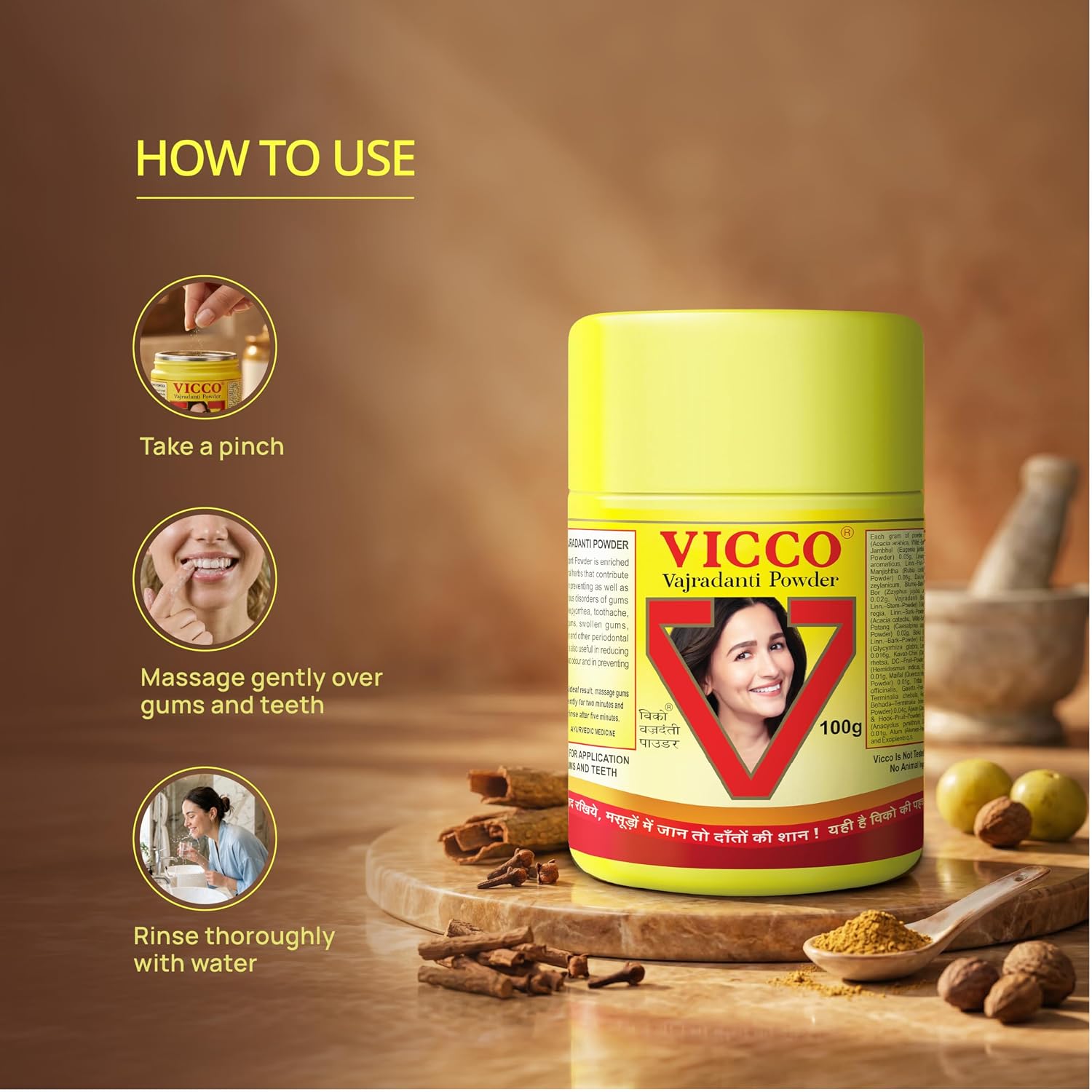 Vicco Vajradanti Powder I Ayurvedic Tooth Powder 200g