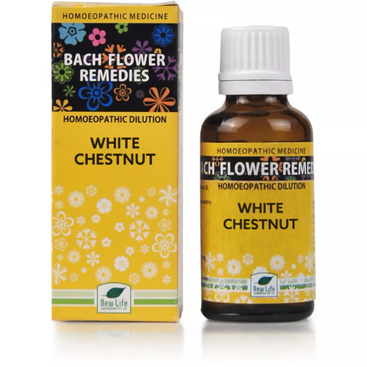 New Life Bach Flower White Chestnut (30ml) For concentration power, insomnia, overthinking and harmful self-critical behaviour