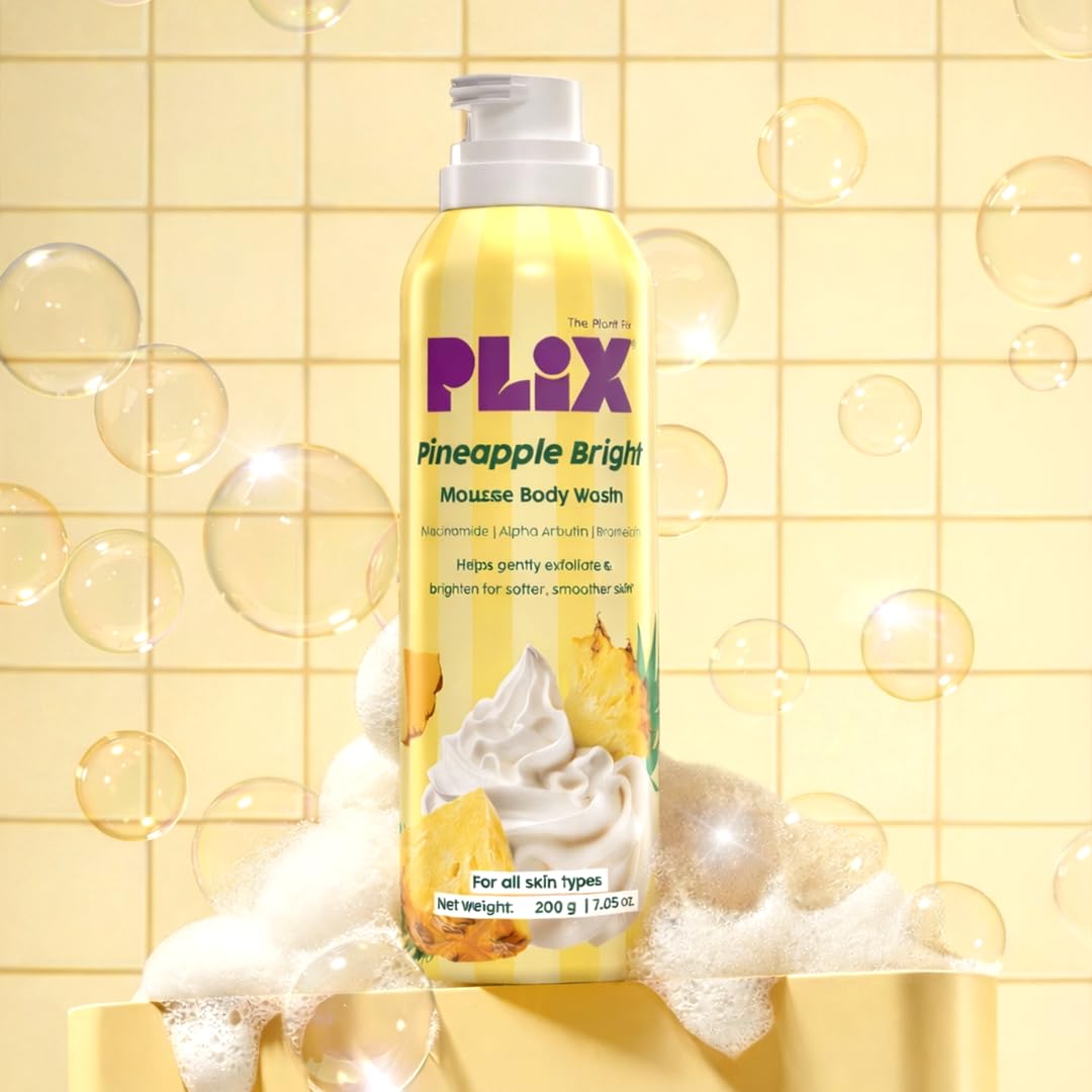 PLIX THE PLANT FIX Pineapple Bright Mousse Body Wash | Foamy mousse wash for Even-Toned Skin