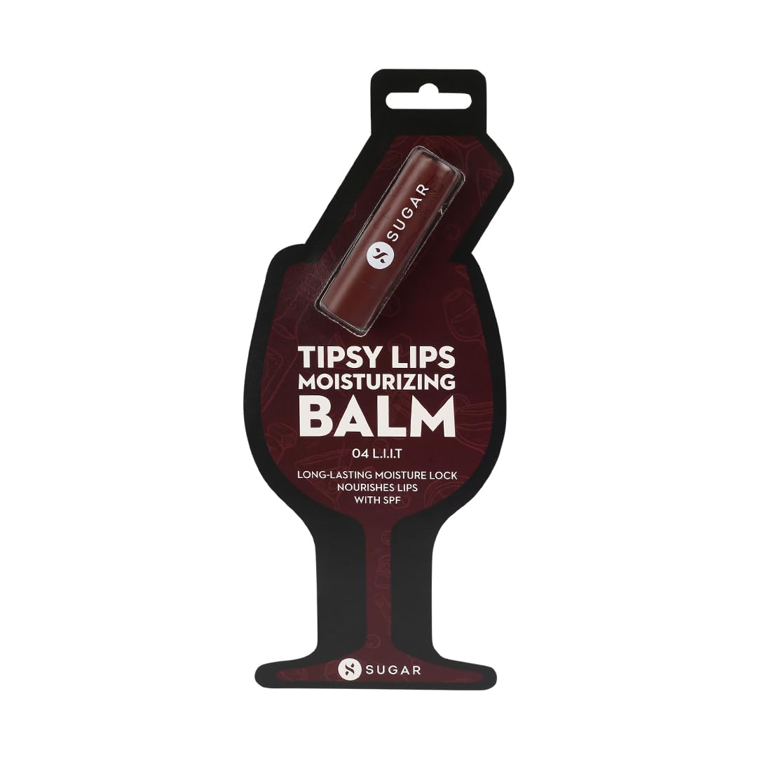 SUGAR Cosmetics Tipsy Lips Moisturing Balm with Vitamin E, Shea Butter and Jojoba Oil | Tinted Lip Balm with SPF | Lip Protection & Nourishment | 4.5gm - 04 L.I.I.T