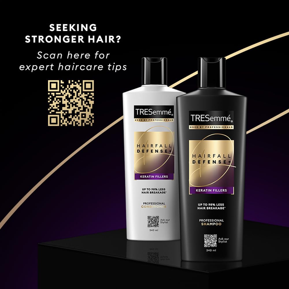 TRESemme Hairfall Defense+ Shampoo 1000ml With Keratin Fillers | Longer and Stronger hair | Prevents Hair Fall due to Breakage | Paraben-Free