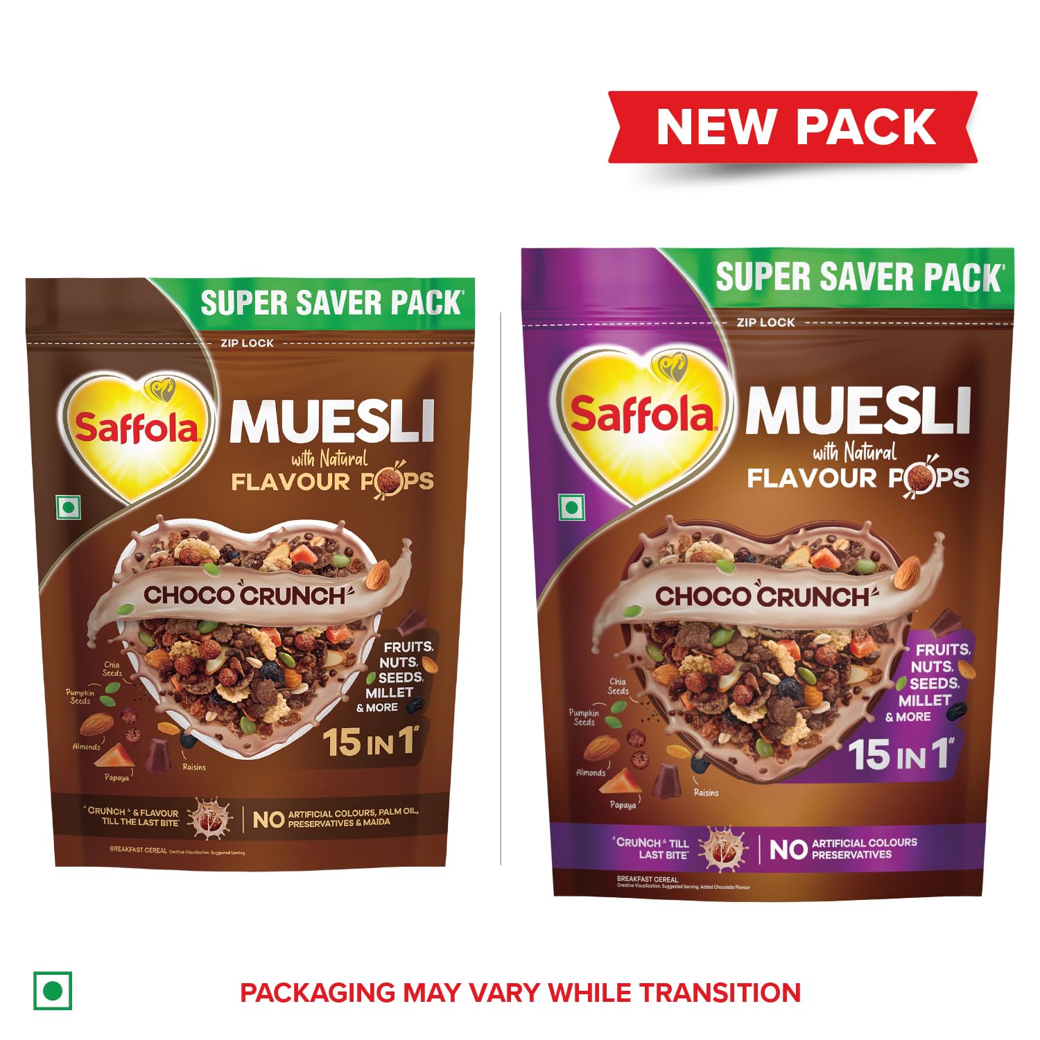 Saffola Muesli Choco Crunch with Flavour Pops, 700 gm |